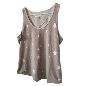 Live Love Lounge Karen Neuburger XXL Tan Tank Top Super Soft Star Print Tan Shir
